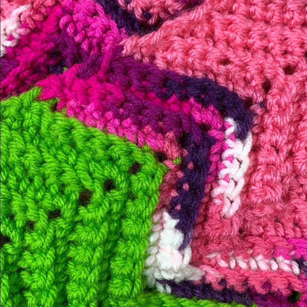 Handmade vintage crochet mini blanket